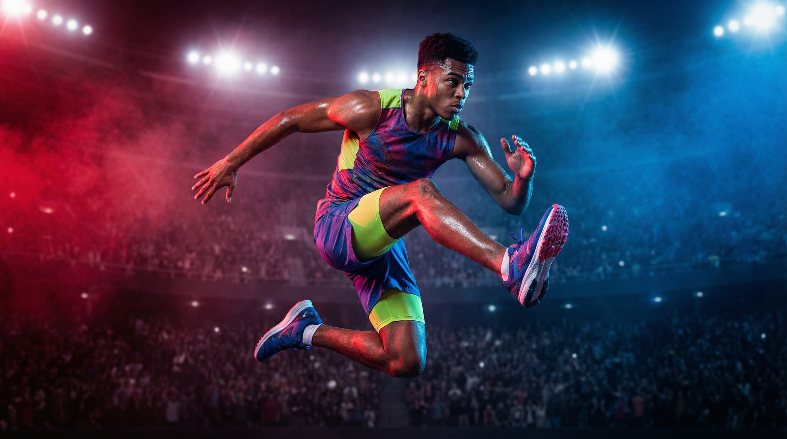 Sport, motion freeze leap